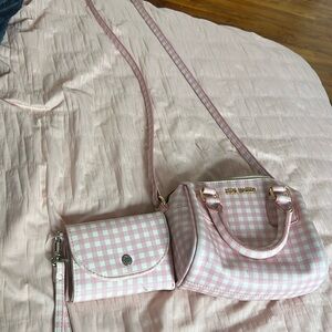 Steve Madden pink and white purse, wallet is included